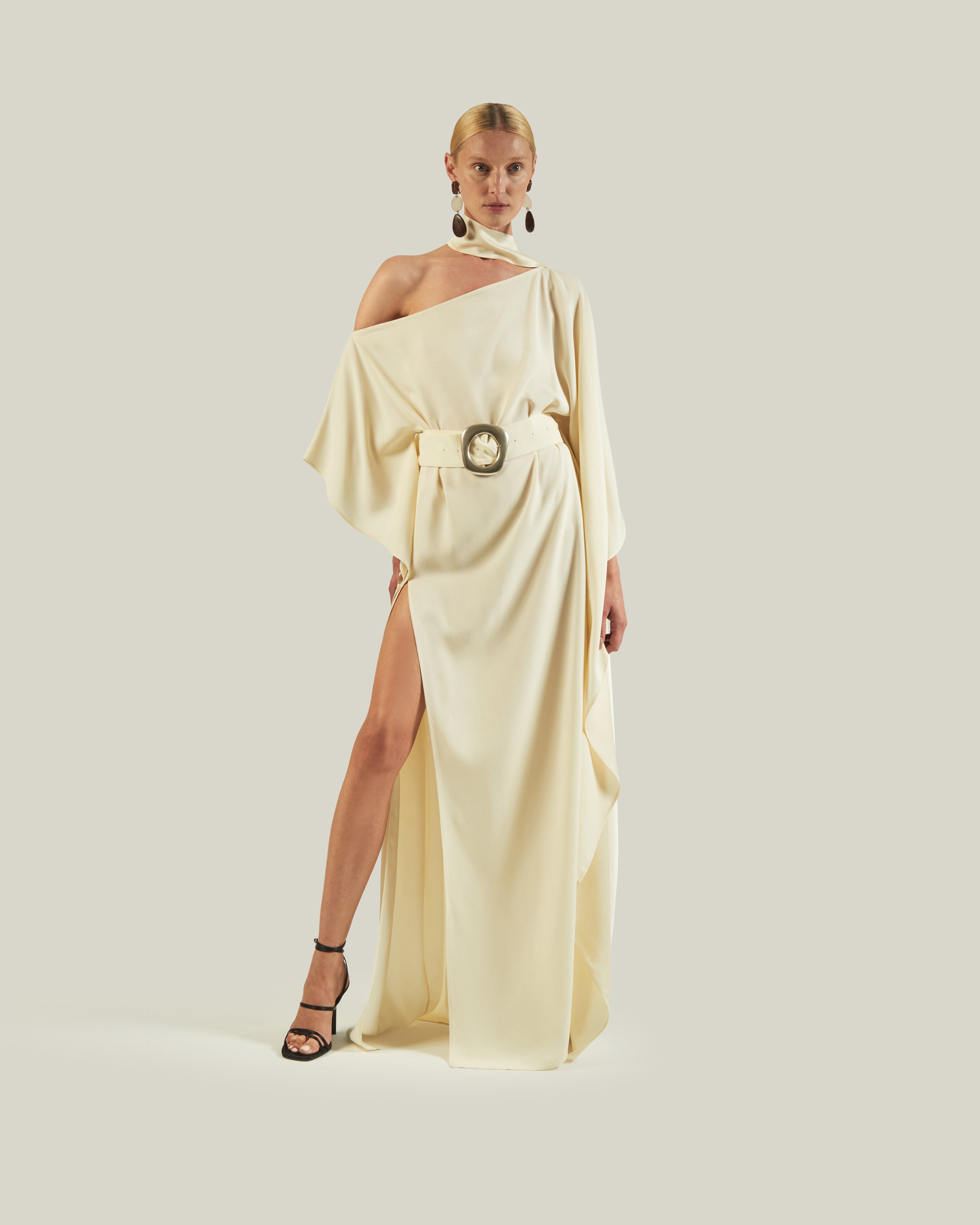slim fit dress slacks Taller Marmo Berlin Fringed Crepe Gown main image 0