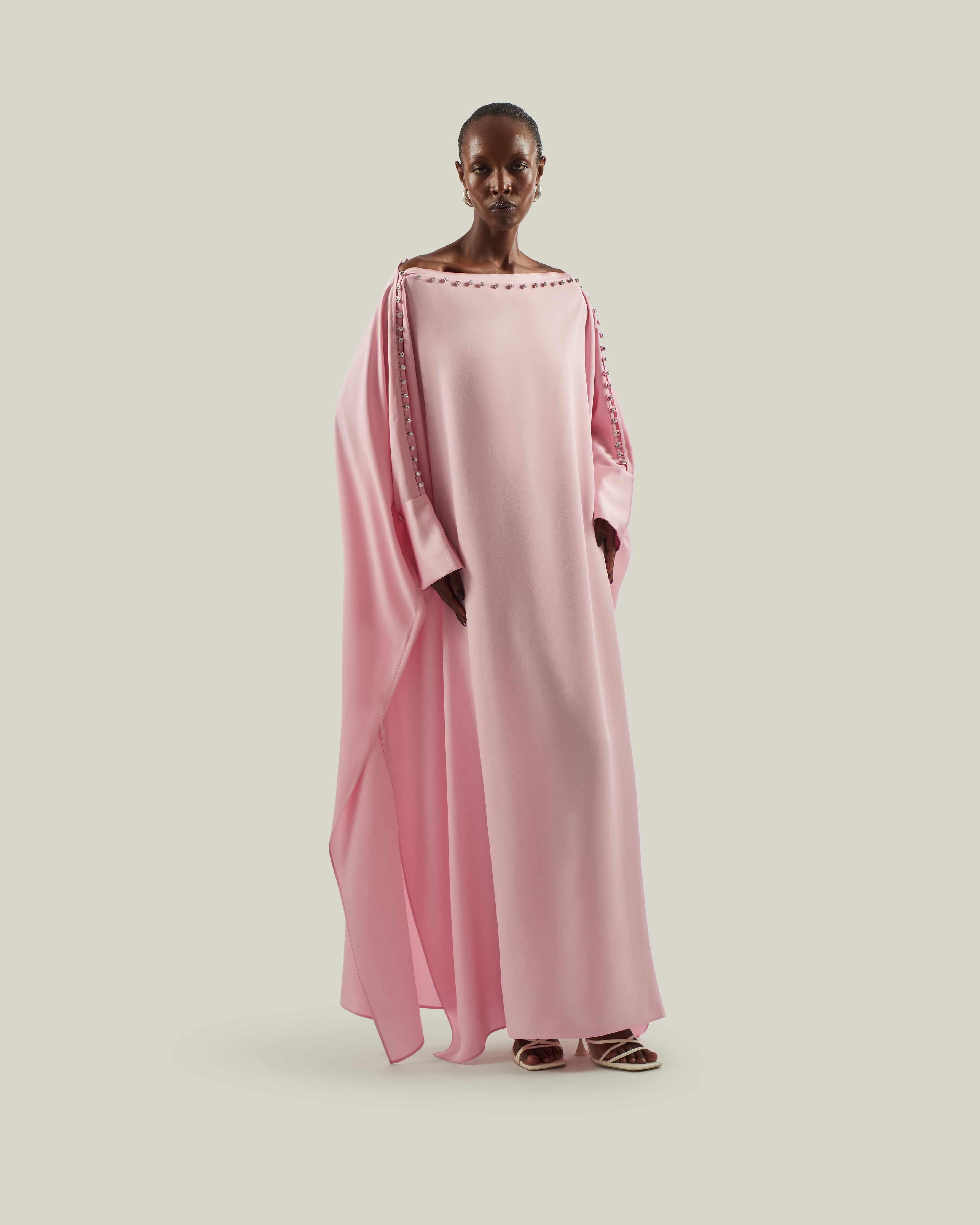 taller marmo dress Mila Crystal Kaftan in Baby Pink – Boutique trend_flowy Variant:Bergamot Hair Dress An open back introduces Blaine Polka Dot Mini