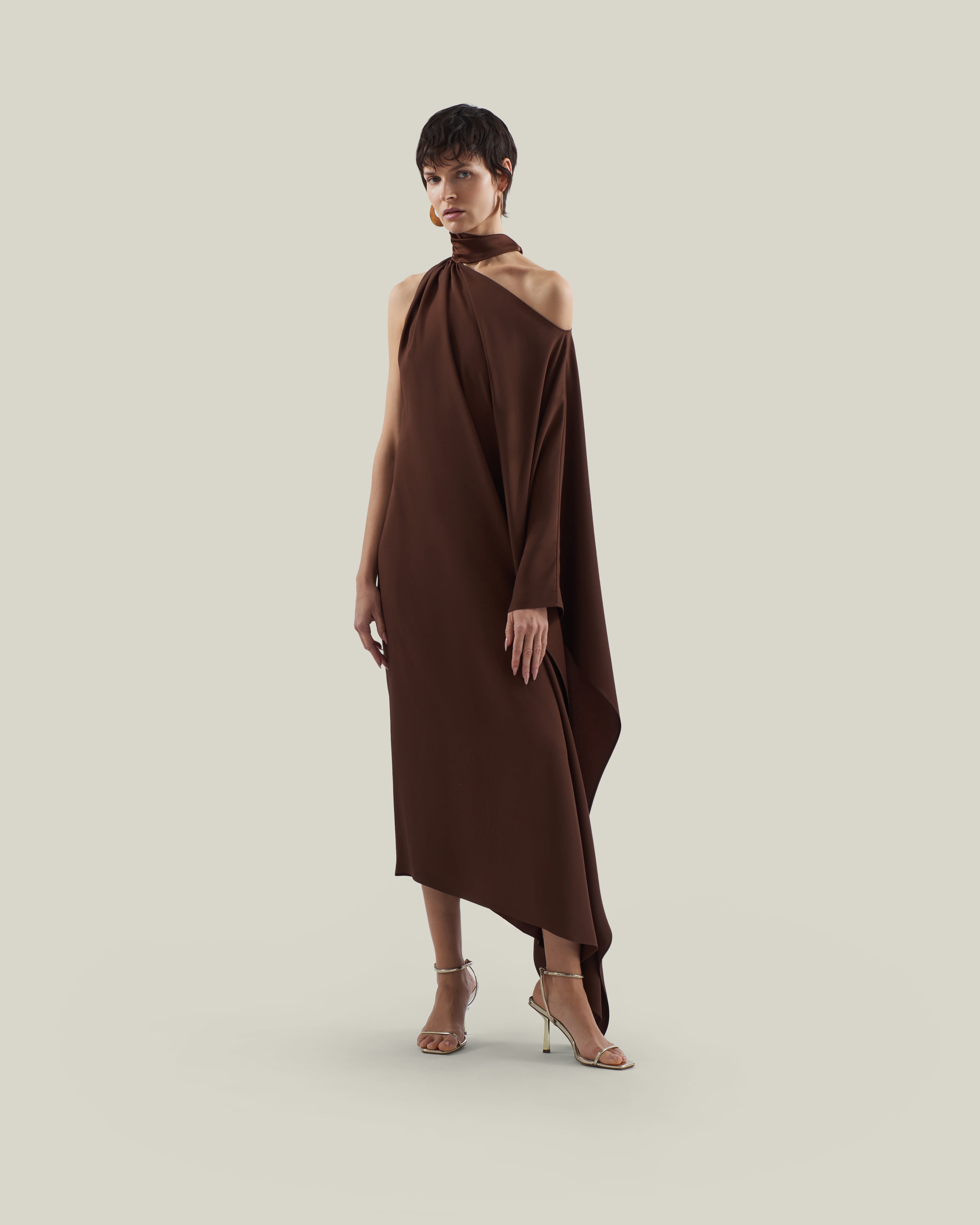 taller marmo brown dress | Atlas in Cocoa | Female An open back introduces