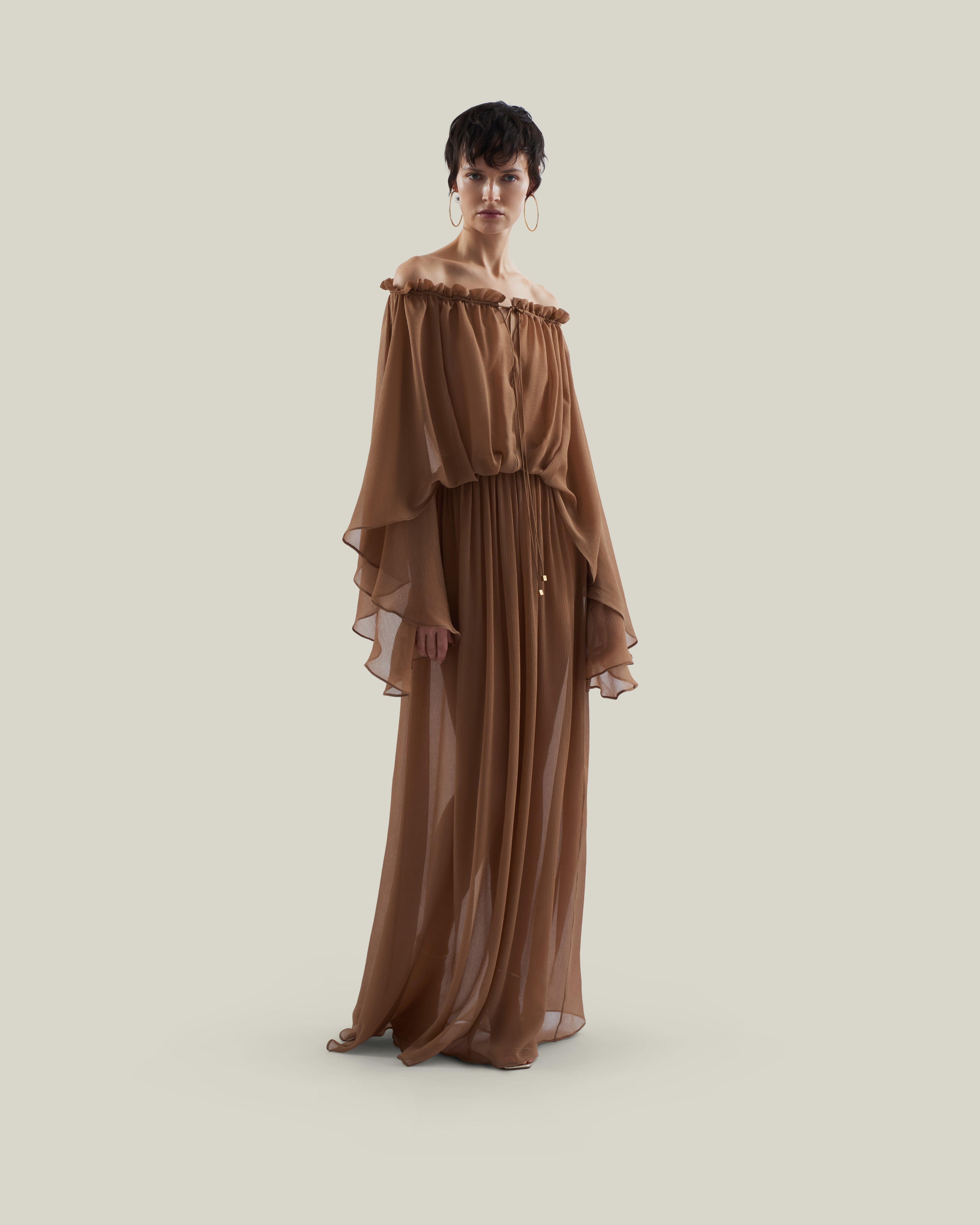 taller marmo brown dress Ouarzazate in Camel Womens dresses Navy Coast One Shoulder ADULTS neck dress with gold Color:Vintage Lilac