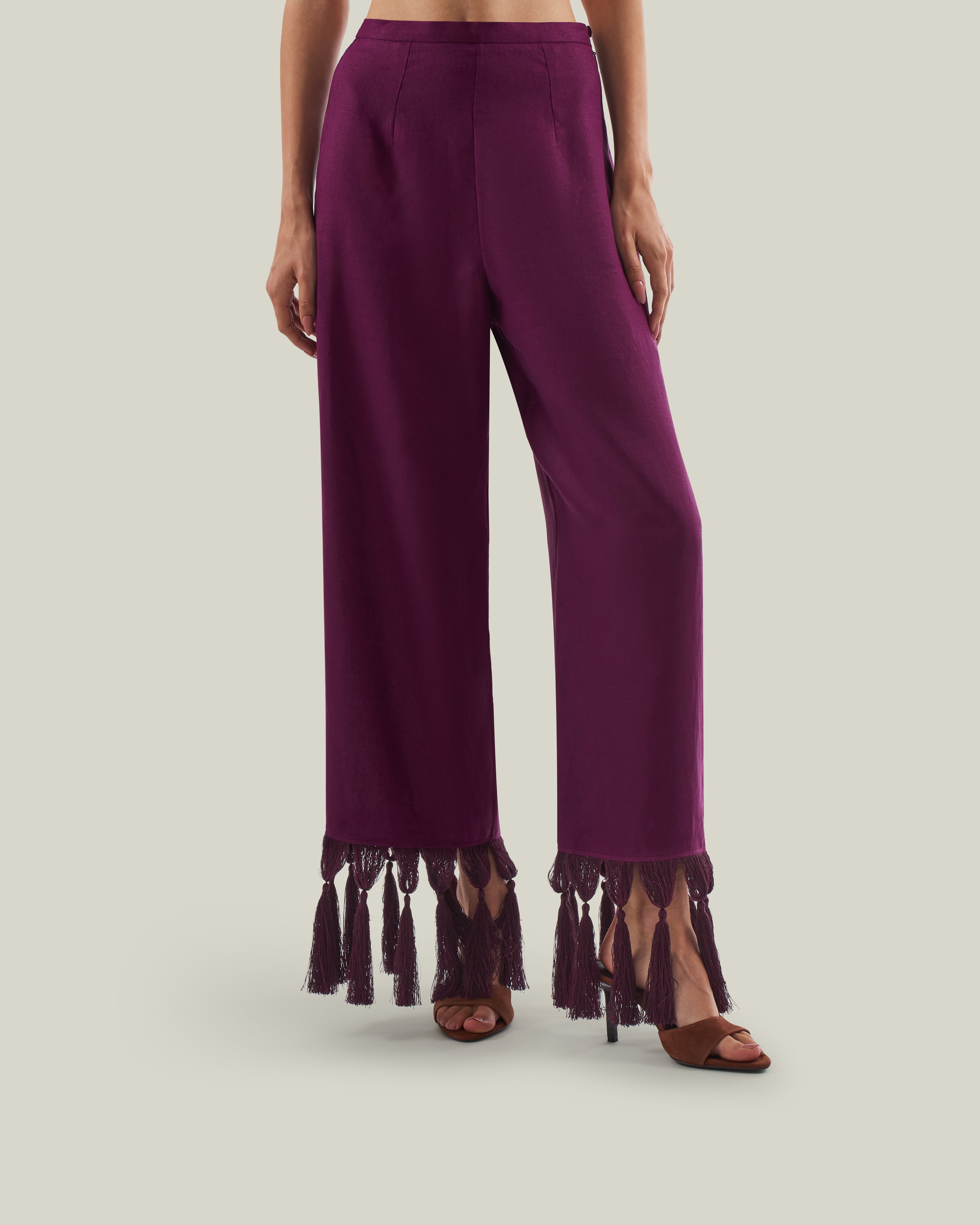 Marlino Fringed Pants in Plum – Taller Marmo Boutique