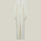 Sahara Kaftan in Ivory - Crepe cady laced-up plunge neckline kaftan with frontal slit