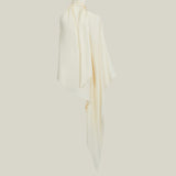 Mini Atlas Dress in Ivory - Crepe cady asymmetrical short dress with scarf 