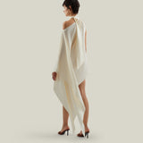 Mini Atlas Dress in Ivory - Crepe cady asymmetrical short dress with scarf 