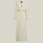 Tarangire Dress in Ivory - Crepe cady trench coat-inspired dress with dettachable chain belt