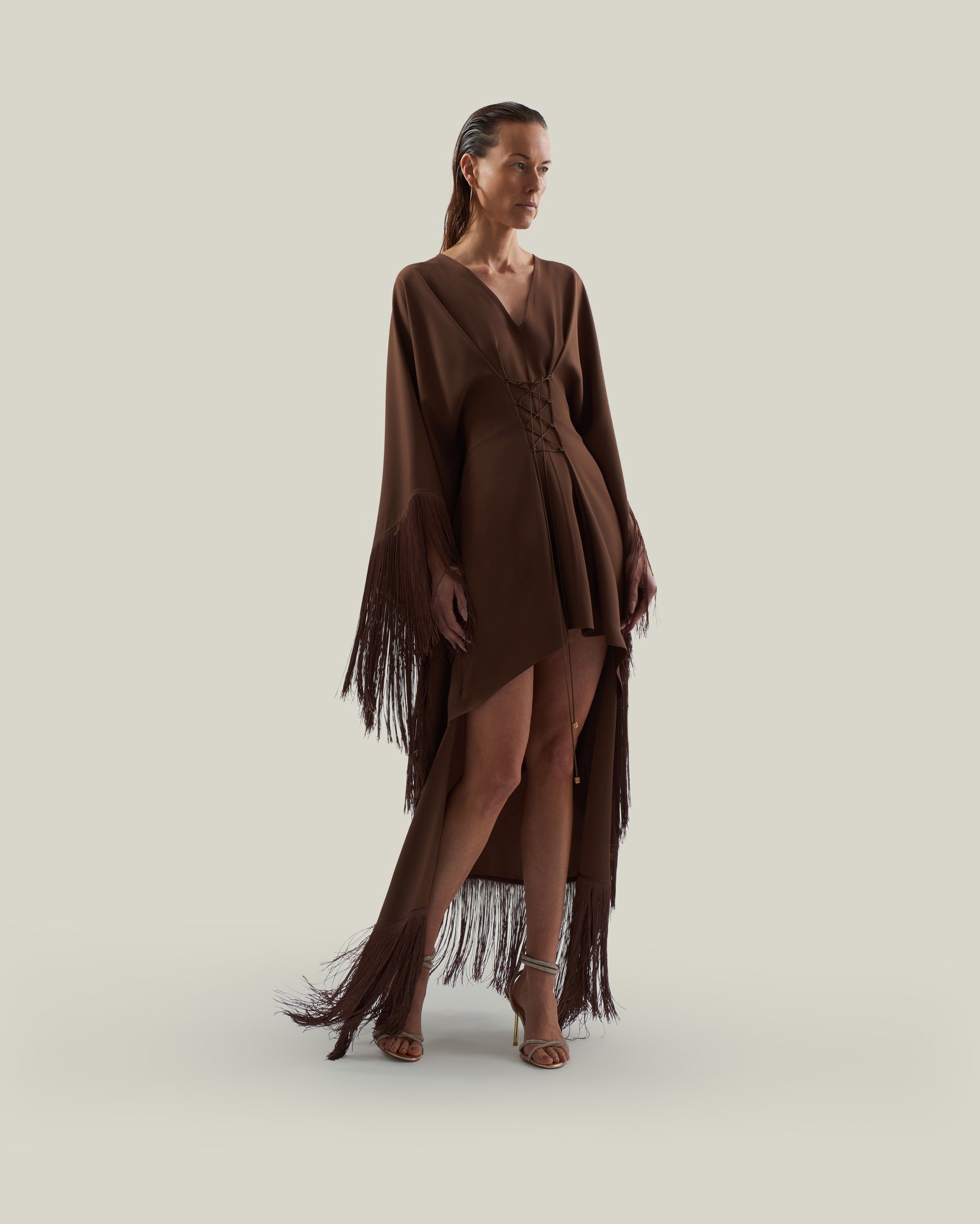 Fringed Mini Sierra Kaftan in Fume – Taller Marmo Boutique