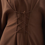 Fringed Mini Sierra Kaftan in Fume - Crepe cady fringed cape-effect short kaftan with laced-up waist