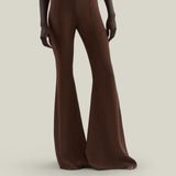 Mae Pants in Fume - Stretch crepe cady flared pants