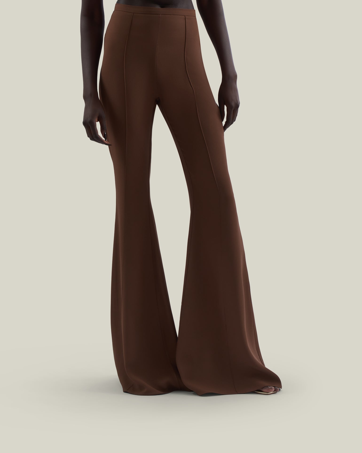 Mae Pants in Fume - Stretch crepe cady flared pants