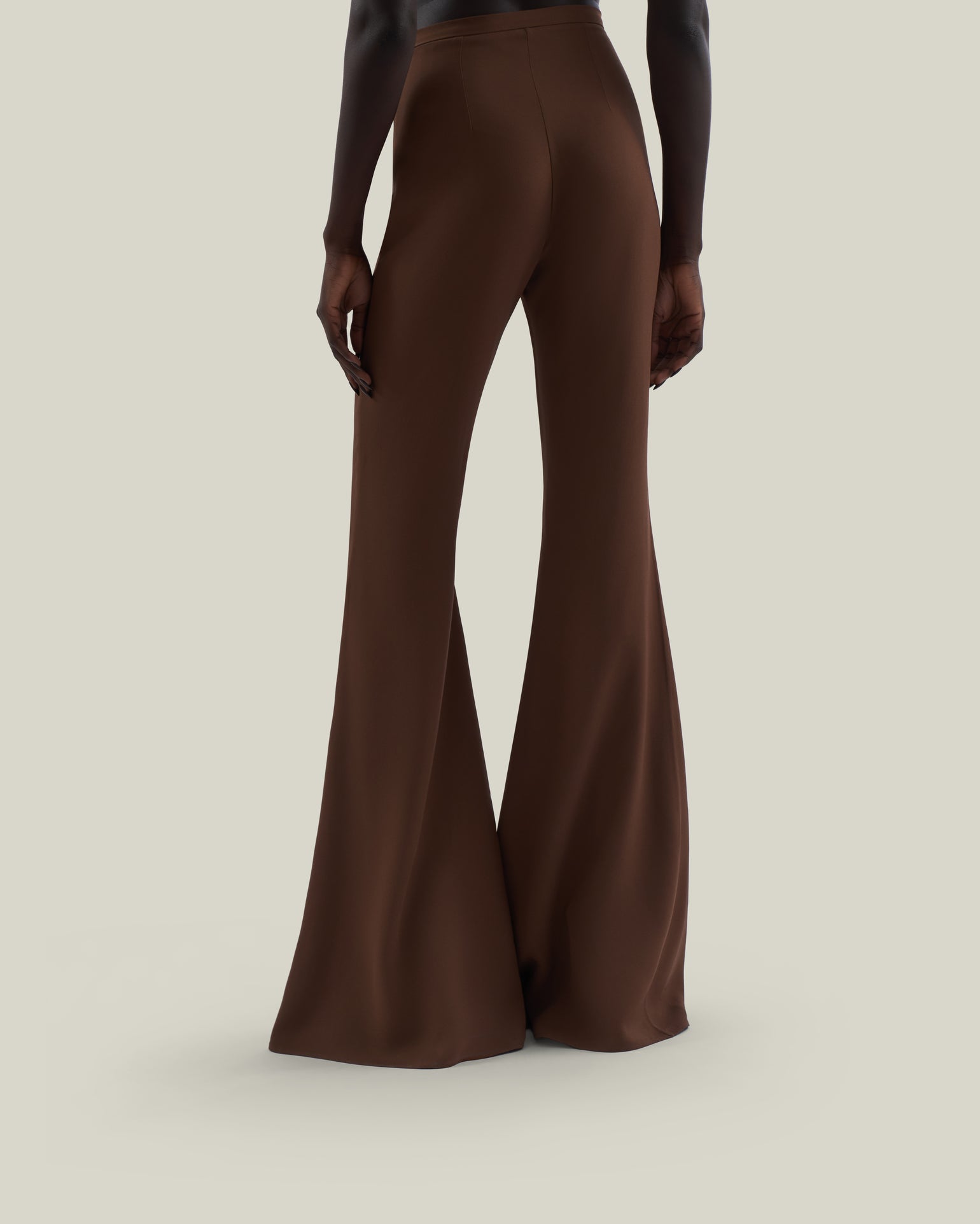 Mae Pants in Fume - Stretch crepe cady flared pants