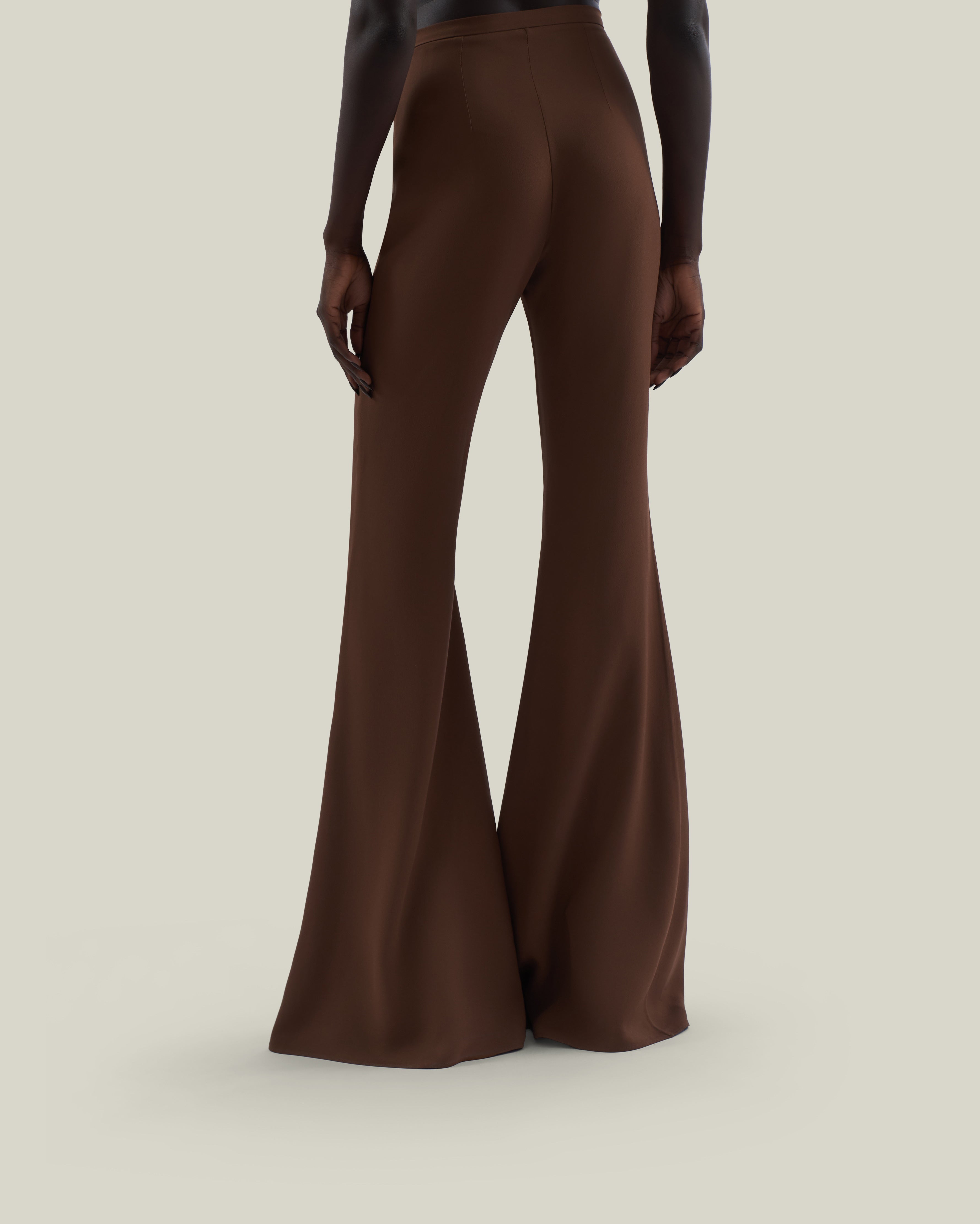 Mae Pants in Fume - Stretch crepe cady flared pants