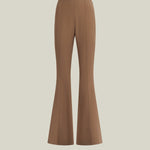 Mae Pants in Camel - Stretch crepe cady flared pants
