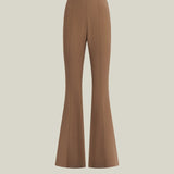 Mae Pants in Camel - Stretch crepe cady flared pants