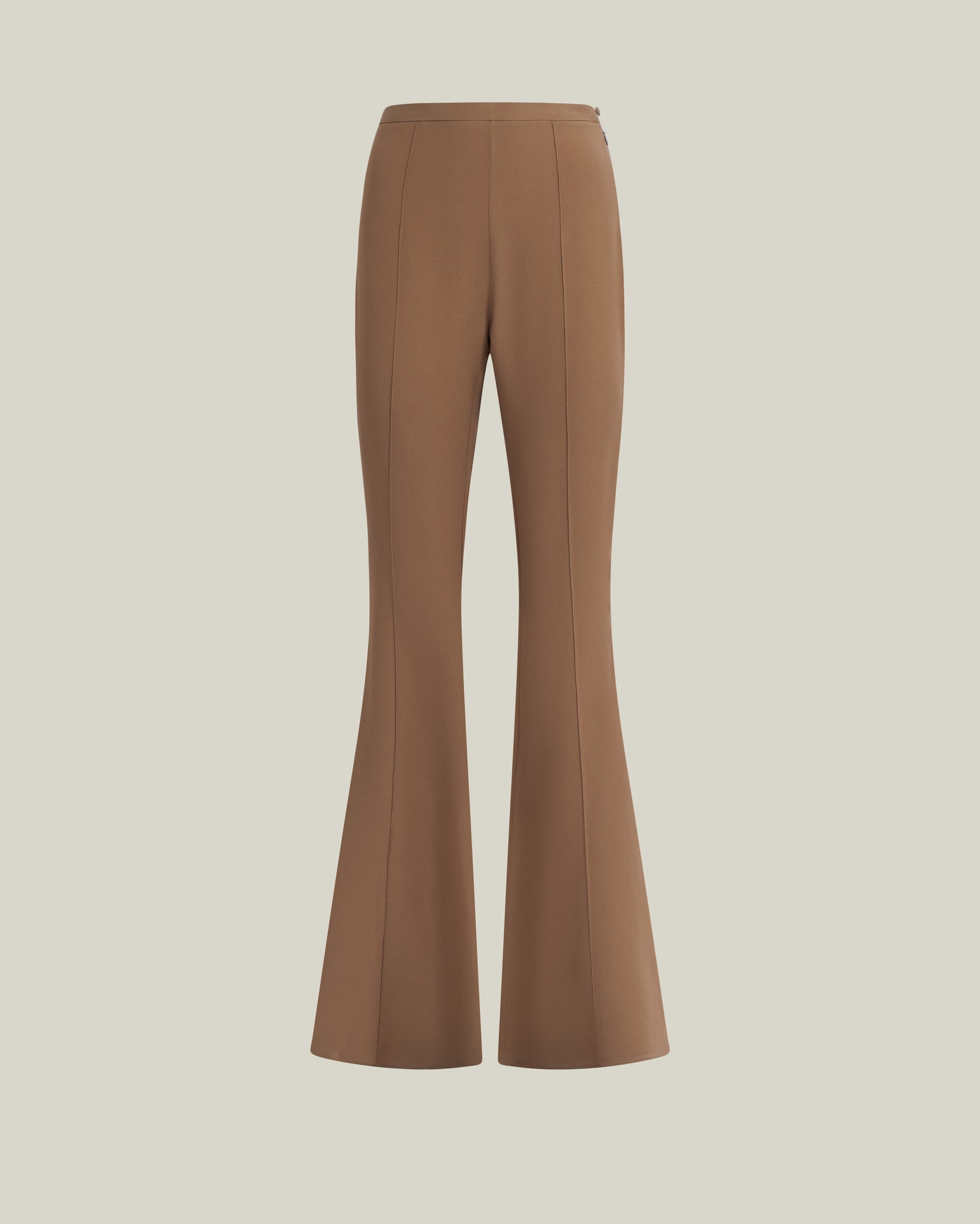 Mae Pants in Camel - Stretch crepe cady flared pants