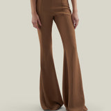 Mae Pants in Camel - Stretch crepe cady flared pants