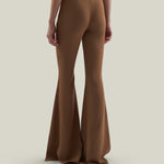 Mae Pants in Camel - Stretch crepe cady flared pants