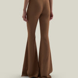 Mae Pants in Camel - Stretch crepe cady flared pants