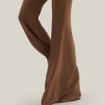 Mae Pants in Camel - Stretch crepe cady flared pants