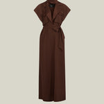 Serengeti Dress in Cocoa - Crepe cady sleeveless trench coat-inspired dress