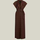 Serengeti Dress in Cocoa - Crepe cady sleeveless trench coat-inspired dress
