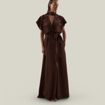Serengeti Dress in Cocoa - Crepe cady sleeveless trench coat-inspired dress