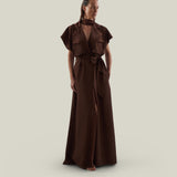 Serengeti Dress in Cocoa - Crepe cady sleeveless trench coat-inspired dress