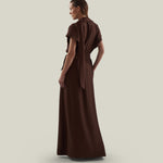 Serengeti Dress in Cocoa - Crepe cady sleeveless trench coat-inspired dress