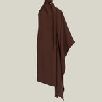 Atlas Dress in Cocoa - Crepe cady asymmetrical ankle-lenght dress with scarf 