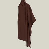 Atlas Dress in Cocoa - Crepe cady asymmetrical ankle-lenght dress with scarf 