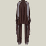 Mini Eterea Dress in Chocolate - Chiffon lurex plumeti halterneck cape-effect short dress