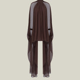 Mini Eterea Dress in Chocolate - Chiffon lurex plumeti halterneck cape-effect short dress