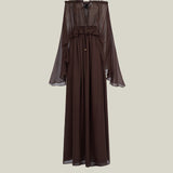 Ouarzazate Dress in Chocolate - Chiffon lurex plumeti off-shoulders maxi dress
