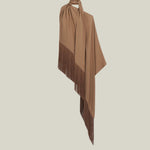 Fringed Atlas Blouse in Camel - Crepe cady asymmetrical fringed blouse