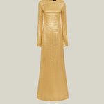 Sonora Dress in Antique Gold - Tree-dimensional lurex fil coupè long sleeved maxi dress