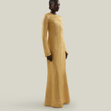 Sonora Dress in Antique Gold - Tree-dimensional lurex fil coupè long sleeved maxi dress