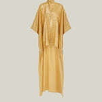Denver Sunrise Kaftan in Antique Gold - Tree-dimensional lurex fil coupè high-neck asymmetrical short kaftan