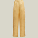 Marlene Sunrise Pants in Antique Gold - Tree-dimensional lurex fil coupè palazzo pants