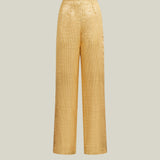 Marlene Sunrise Pants in Antique Gold - Tree-dimensional lurex fil coupè palazzo pants
