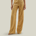 Marlene Sunrise Pants in Antique Gold - Tree-dimensional lurex fil coupè palazzo pants