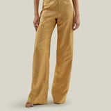 Marlene Sunrise Pants in Antique Gold - Tree-dimensional lurex fil coupè palazzo pants