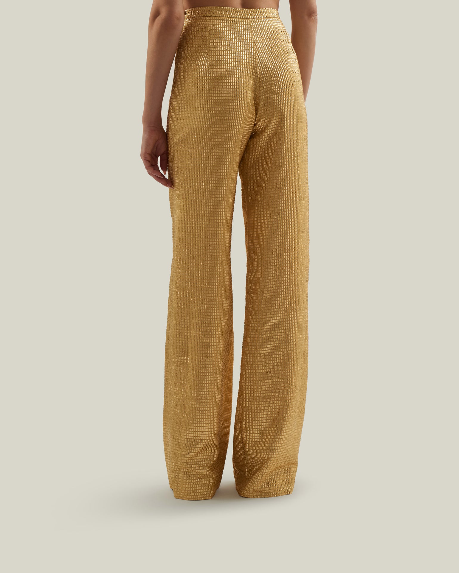 Marlene Sunrise Pants in Antique Gold - Tree-dimensional lurex fil coupè palazzo pants
