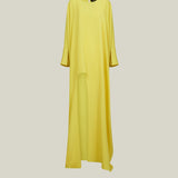 Namib Kaftan in Acid Yellow - Crepe cady maxi kaftan with high side slit and cuffs