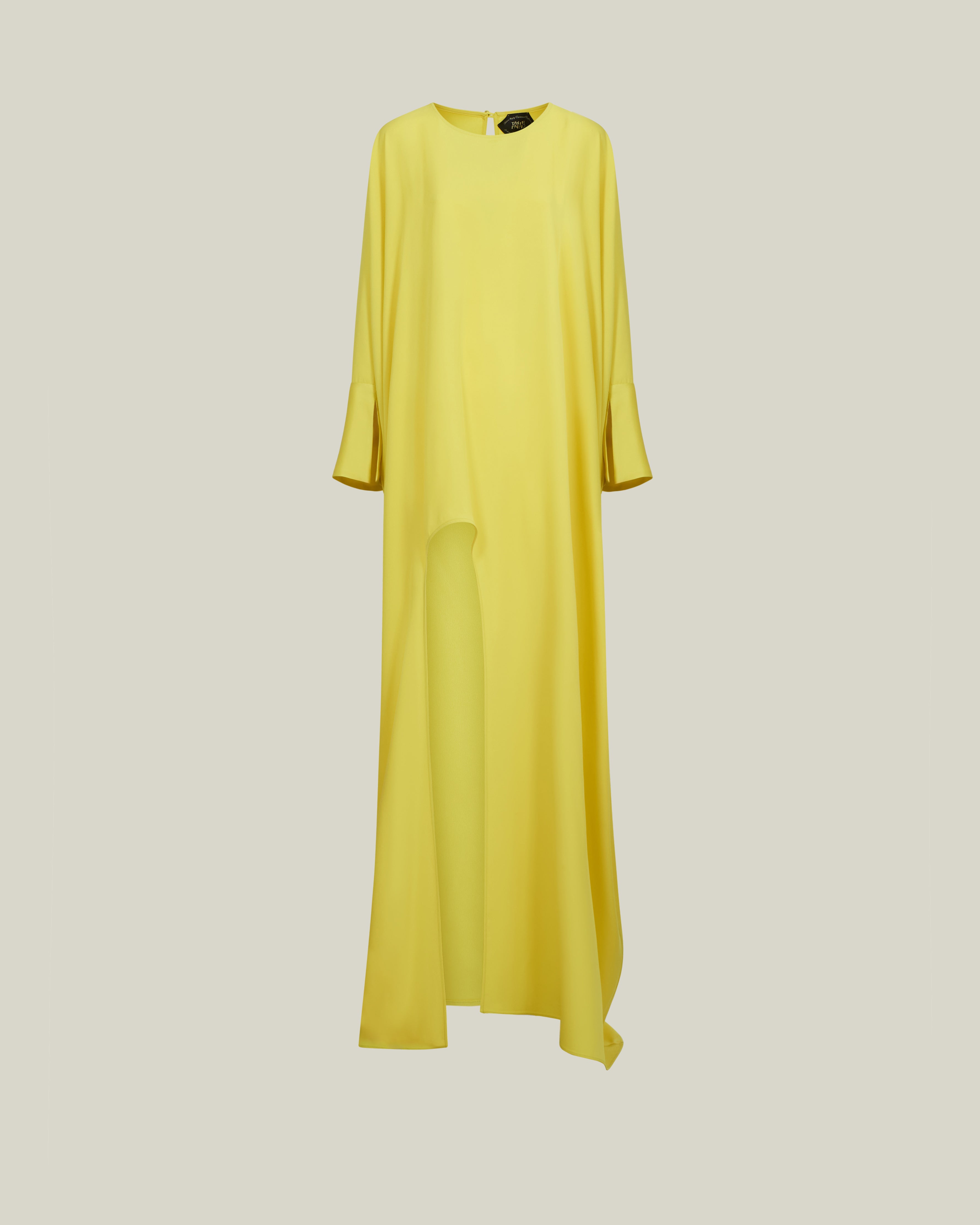 Namib Kaftan in Acid Yellow - Crepe cady maxi kaftan with high side slit and cuffs