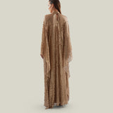 Deserto Kaftan in Brass - High neck matte sequined net kaftan with dettached stretch cady slip dress
