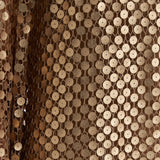 Le Dune Dress in Brass - High neck matte sequined net one shoulder dress with dettached stretch cady slip dress