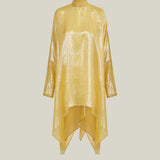 Wadi Kaftan in Acid Yellow - Lightweight lamè mini kaftan with cuffs