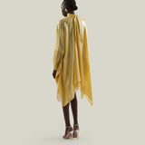 Wadi Kaftan in Acid Yellow - Lightweight lamè mini kaftan with cuffs