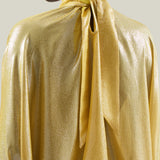 Wadi Kaftan in Acid Yellow - Lightweight lamè mini kaftan with cuffs