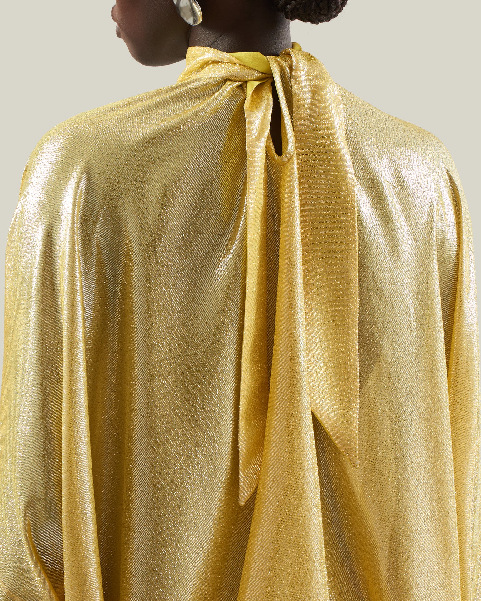 Wadi Kaftan in Acid Yellow - Lightweight lamè mini kaftan with cuffs