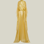Nevada Kaftan in Acid Yellow - Lightweight lamè kaftan with open sleeve and high neck